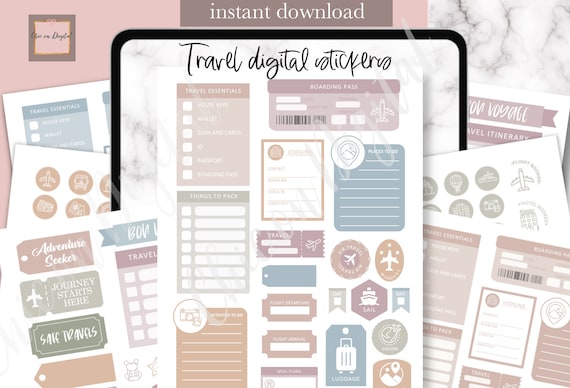 TRAVEL DIGITAL Stickers, trip planning digital Sticker, explore goodnotes sticker, travel goodnotes stickers, travel digital sticker bundle,
