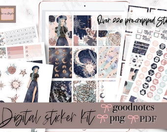 GALAXY GOODNOTES-STICKERS, digitale dag- en nachtstickers, Stars GoodNotes-plannerstickers, voorgesneden png-stickers, iPad-plannerstickers