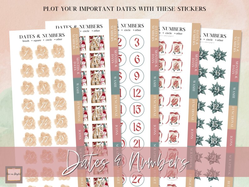 DIGITAL STICKER BUNDLE, Goodnotes stickers, Christmas digital stickers, sticker for planner, Red christmas, Essential Digital Stickers, widget, days of the week, washi stickers, digital sticker pack, icon sticker, months & days, digital memo sticker,