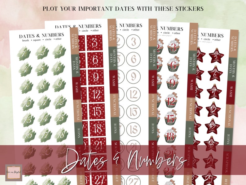 DIGITAL STICKER BUNDLE, Goodnotes stickers, Christmas digital stickers, sticker for planner, Red christmas, Essential Digital Stickers, widget, days of the week, washi stickers, digital sticker pack, icon sticker, months & days, digital memo sticker,