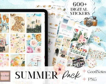 SUMMER DIGITAL Sticker Pack, goodnotes summer stickers, digital sticker book, digital everyday sticker pack, summer stickers, onenotes pack