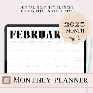 2025 DATIERTE MONATSKALENDER, GoodNotes Planner 2025, Minimalistischer Digitaler Planer, iPad Notability Noteshelf, 12 Monatskalender
