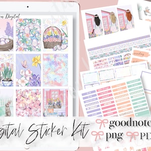 EASTER GOODNOTES Stickers, Spring Goodnotes stickers, Rabbit digital stickers, iPad Planner Stickers, Goodnotes weekly kit, spring goodnotes