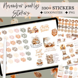 ADESIVO GOODNOTES de novembro, adesivo digital de Ação de Graças, diário digital, planejador GoodNotes, adesivos de outono, widget digital, diário de outono