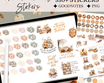 ADESIVO GOODNOTES de novembro, adesivo digital de Ação de Graças, diário digital, planejador GoodNotes, adesivos de outono, widget digital, diário de outono