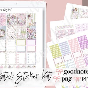 EASTER GOODNOTES Stickers, Spring Goodnotes stickers, Rabbit digital stickers, iPad Planner Stickers, Goodnotes weekly kit, spring goodnotes