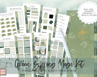 SPRING GOODNOTES Mega Sticker kit, goodnotes stickers pack, St. Patrick GoodNotes stickers, Pre-cropped png sticker, widget, date & month