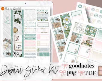 APRIL MONTHLY Goodnotes, Easter Goodnotes Sticker kit, April digital monthly stickers, easter egg stickers, Spring monthly digital stickers