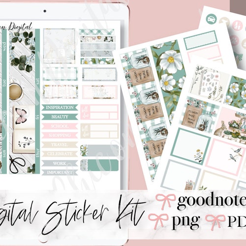 AUGUST MONTHLY KIT Digital Stickers August Goodnotes Planner Etsy