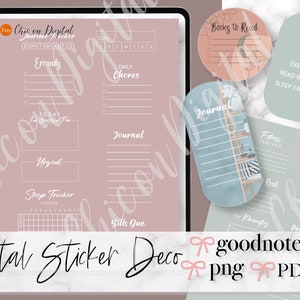 SHAPE V2 Digital Stickers, stickers para hacer goodnotes, stickers digitales de planificación diaria, stickers de tracker goodnotes, rastreador de diligencias, hábito