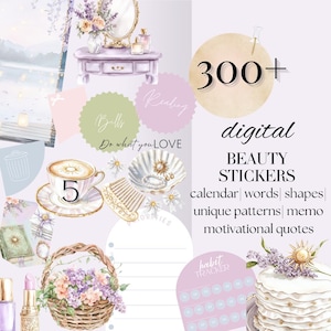 BEAUTY DIGITAL Naklejki Goodnotes, cyfrowy dziennik księżniczki wiosennej, widżet, kalendarz, pliki PNG do półki na notatki, cenne cytaty inspirujące, ikony
