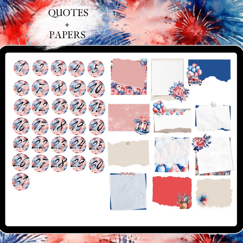 JULY GOODNOTES STICKER digital sticker, GoodNote stickers monthly, independence day, functional stickers, 4th of july sticker, icon sitkcer