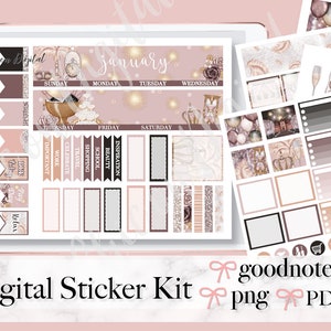 JANUAR MONTHLY KIT, Digitale Aufkleber, Januar Goodnotes Stickers, 2025 Pre-crochet Aufkleber, Neujahr Digitale Aufkleber, Feier monatlich