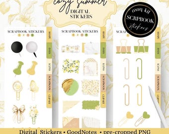 MAY Scrapbook Stickers, Split Screen Sticker Book, Goodnotes + Noteful Files + Individual PNGs, memo, pins, digital sticky notes