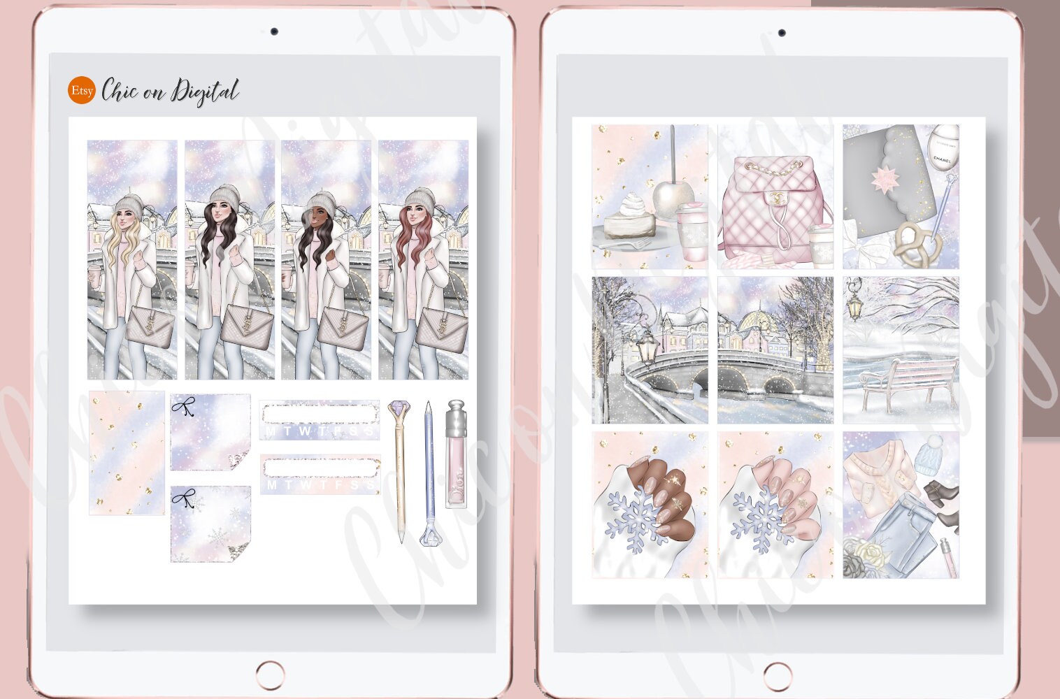 Snow DIGITAL PLANNER STICKERS, Winter Digital Sticker Goodnotes, iPad ...