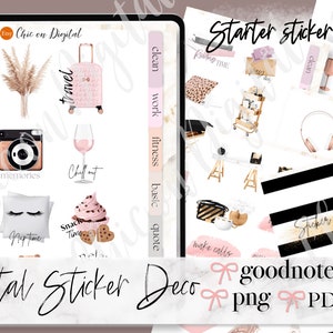 Starter Digitales Sticker-Kit, TÄGLICHE PLANUNG GOODNOTES-Aufkleber, tägliche Aufgaben Goodnotes, Reise-Digital-Aufkleber, Arbeitsaufkleber, rosa Aufkleber