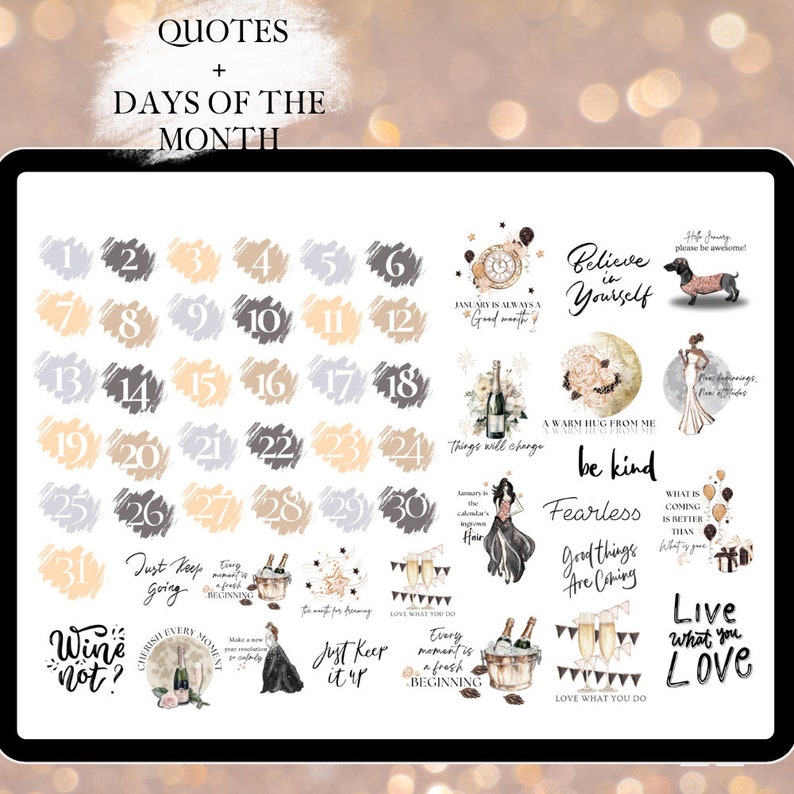 2026 Calendar January GOODNOTES STICKER, New Year Digital Sticker ...