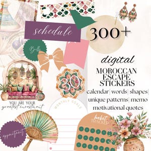 Autocollant numérique Goodnotes de voyage d'été, pack d'autocollants numériques Maroc, widget de voyage icône day washi, pack d'autocollants pour note, autocollant de juin