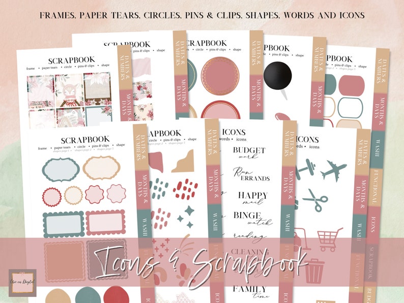 DIGITAL STICKER BUNDLE, Goodnotes stickers, Christmas digital stickers, sticker for planner, Red christmas, Essential Digital Stickers, widget, days of the week, washi stickers, digital sticker pack, icon sticker, months & days, digital memo sticker,
