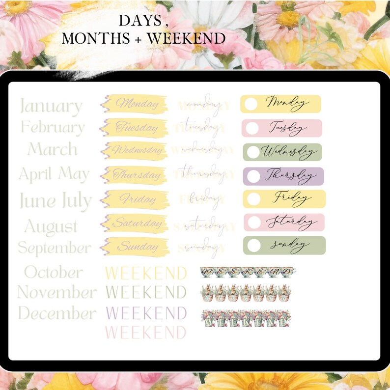 April GOODNOTES STICKER digital planner for spring affirmation stickers for Easter functional stickers everyday journal stickers monthly kit