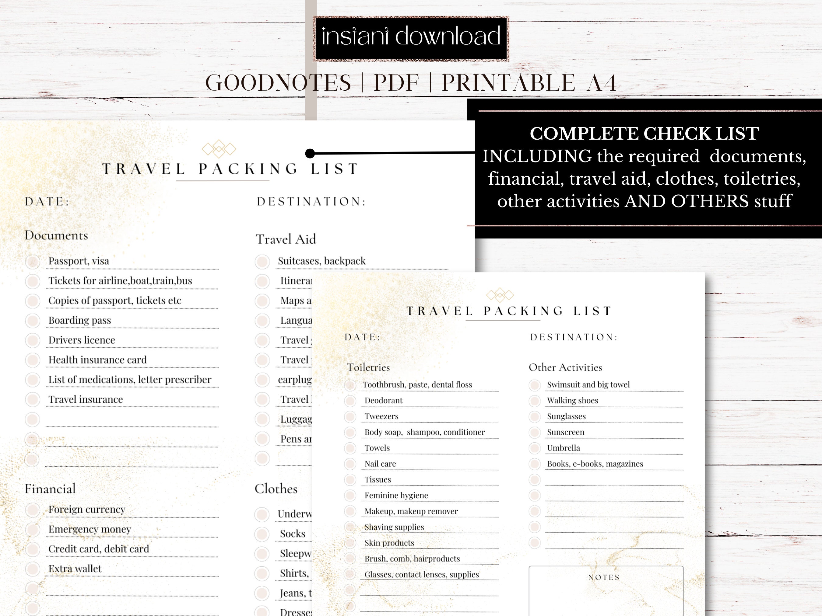 Backing Plan Travel Packing List, Digital Travel Packing Plan, Vacation Planner ...