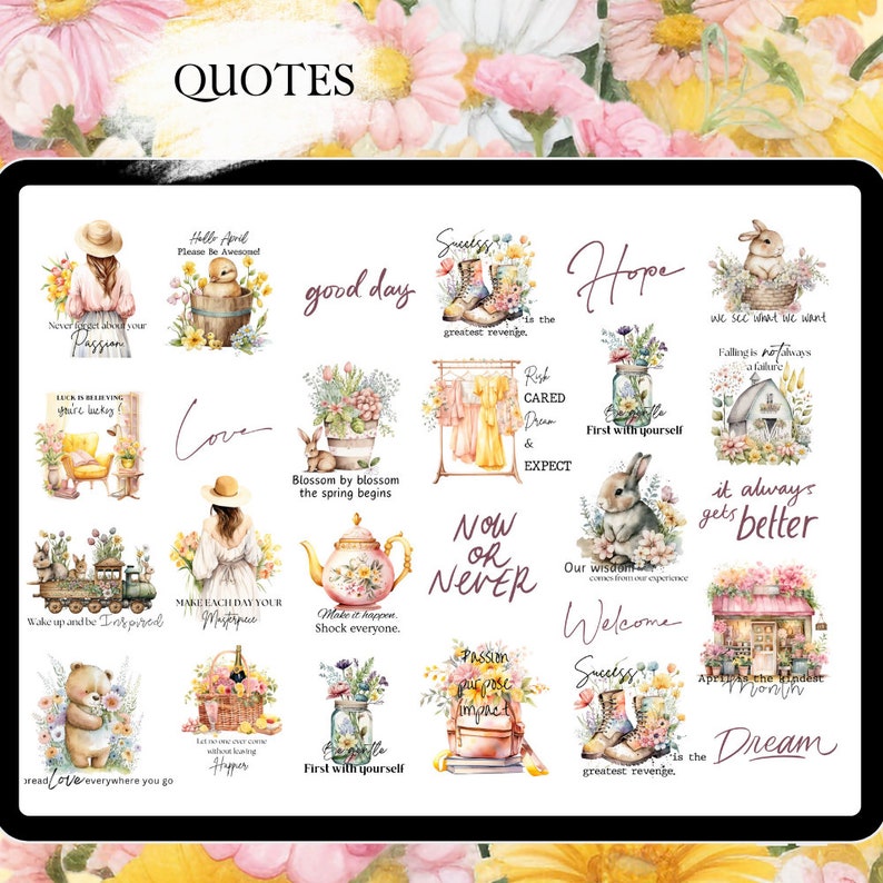 April GOODNOTES STICKER digital planner for spring affirmation stickers for Easter functional stickers everyday journal stickers monthly kit