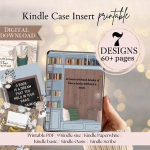 Décollage imprimable Kindle rat de bibliothèque, pochette transparente, PDF esthétique Kindle, autocollants Kindle, téléchargement numérique, accessoires de liseuse