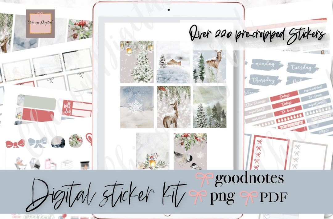 WINTER DIGITAL PLANNER Stickers, Winter Deer Digital Sticker Goodnotes ...
