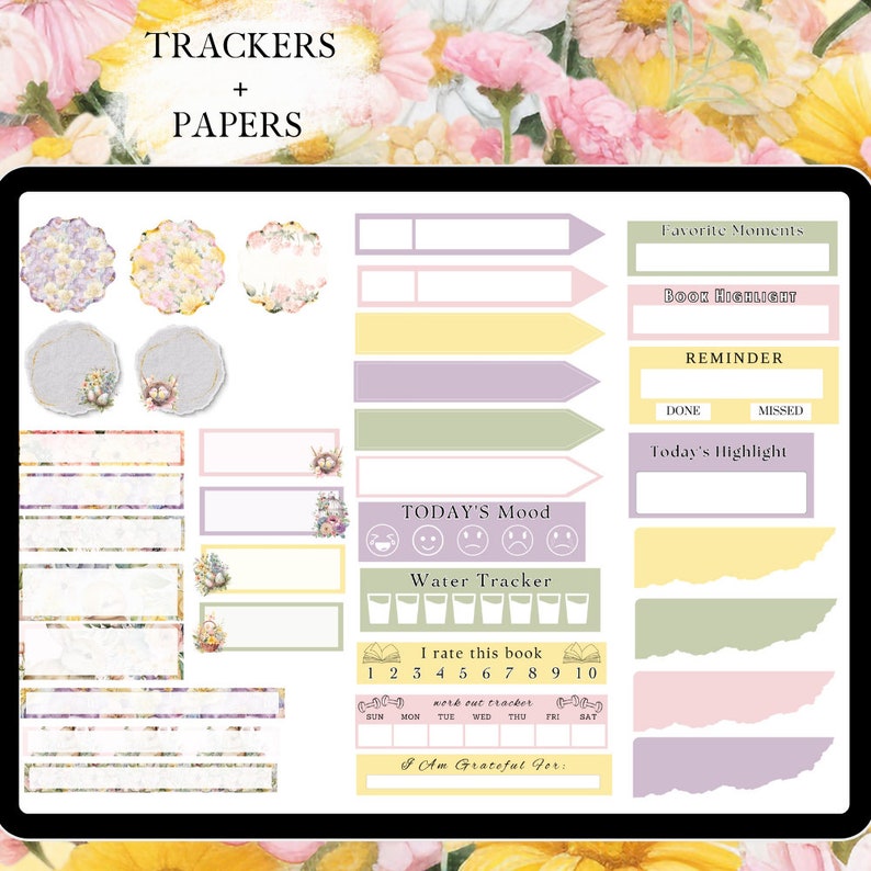 April GOODNOTES STICKER digital planner for spring affirmation stickers for Easter functional stickers everyday journal stickers monthly kit