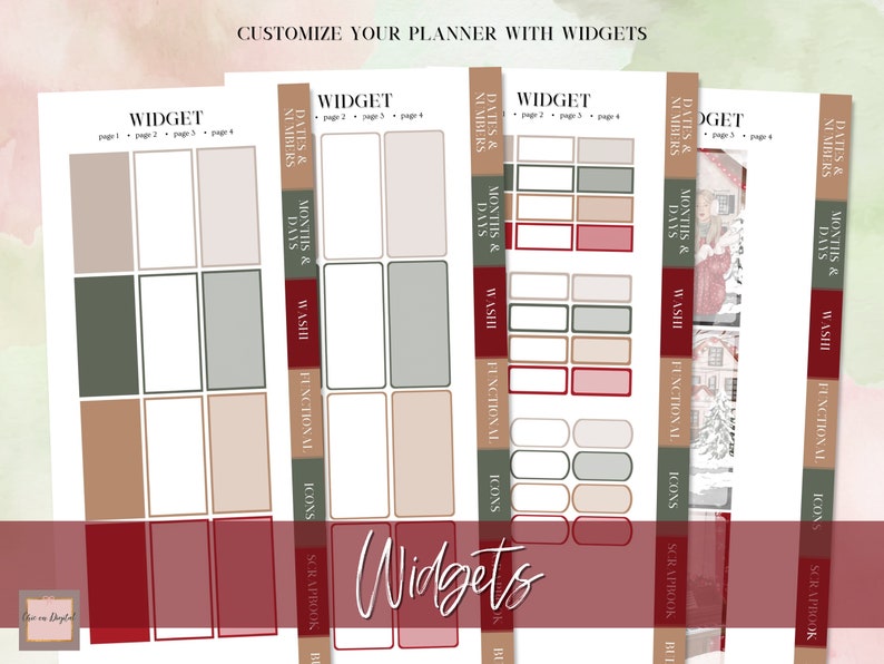DIGITAL STICKER BUNDLE, Goodnotes stickers, Christmas digital stickers, sticker for planner, Red christmas, Essential Digital Stickers, widget, days of the week, washi stickers, digital sticker pack, icon sticker, months & days, digital memo sticker,