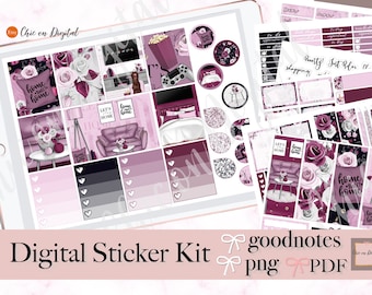 DIGITAL PLANNER STICKERS, Stay at home goodnotes Sticker, home digital sticker, iPad Sticker, Goodnotes weekly kit, Pre-cropped ipad sticker