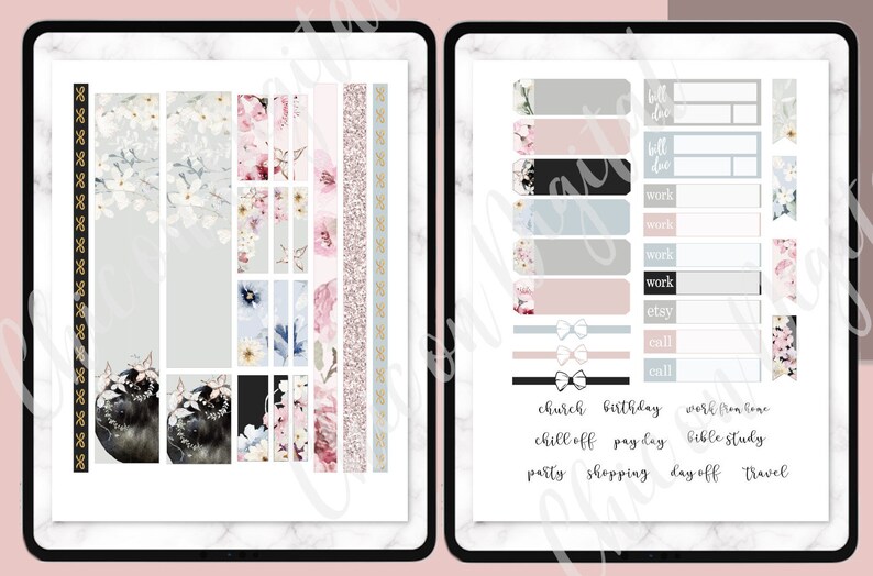 MOON GOODNOTES STICKERS Digital Stickers Goodnotes Floral - Etsy