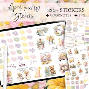 April GOODNOTES STICKER digitaler Frühlingsplaner Frühling Affirmations Aufkleber für Ostern funktionale Aufkleber Journal Sticker Monthly Kit