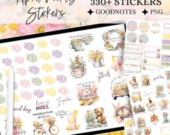Agenda digital GOODNOTES STICKER de abril para pegatinas de afirmaciones de primavera para Pascua, pegatinas funcionales, pegatinas para diario diario, kit mensual