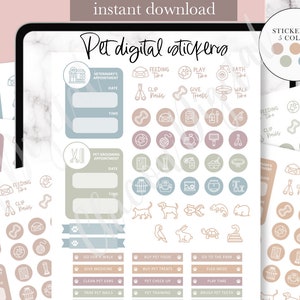 PET CARE Digital Sticker, pegatina de goodnotes para gatos, pegatina digital de cita con veterinario, rastreador digital de cuidado de perros, pegatina de conejo, GoodNotes para pájaros