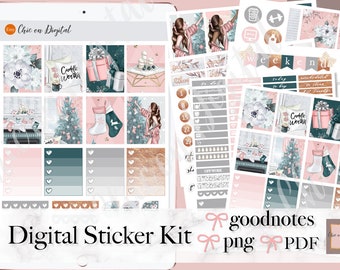 ADESIVO DE PLANEJADOR DIGITAL de inverno, adesivo digital Goodnotes, adesivos de planejador de iPad de Natal, kit semanal Goodnotes, adesivo pré-cortado de Natal