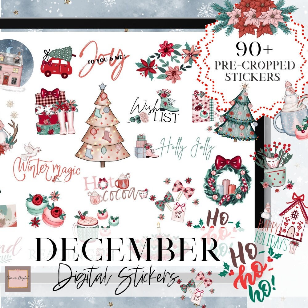 Winter Digital Stickers, Seasonal Stickers, Printable, Christmas