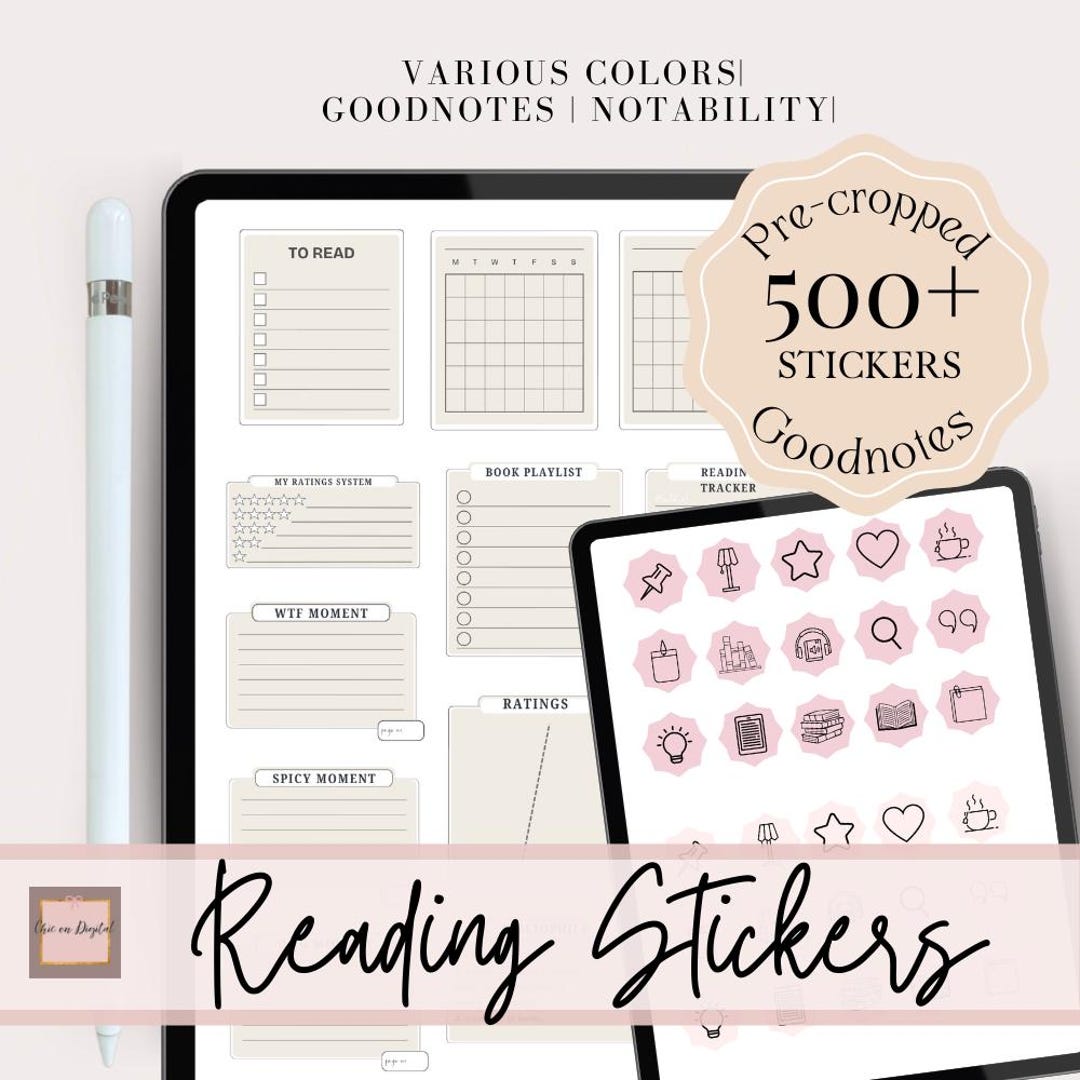Digital Stickers for Reading Journal Bookish Goodnotes Widgets ...
