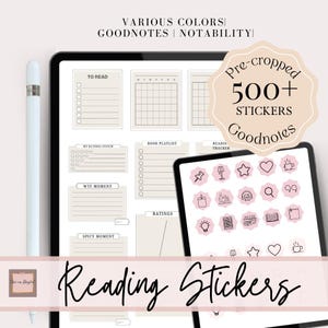 Adesivi digitali per il diario di lettura Bookish GoodNotes Widget Adesivi motivazionali per Bookworm, citazioni di Noteshelf Notabilità, genere, promemoria