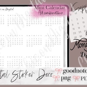 DIGITALER KALENDER Aufkleber, Goodnotes ENDLESS Kalender, digitaler Kalenderaufkleber, minimalistischer Goodnotes-Kalender, 2023 digitaler Kalender, 2023