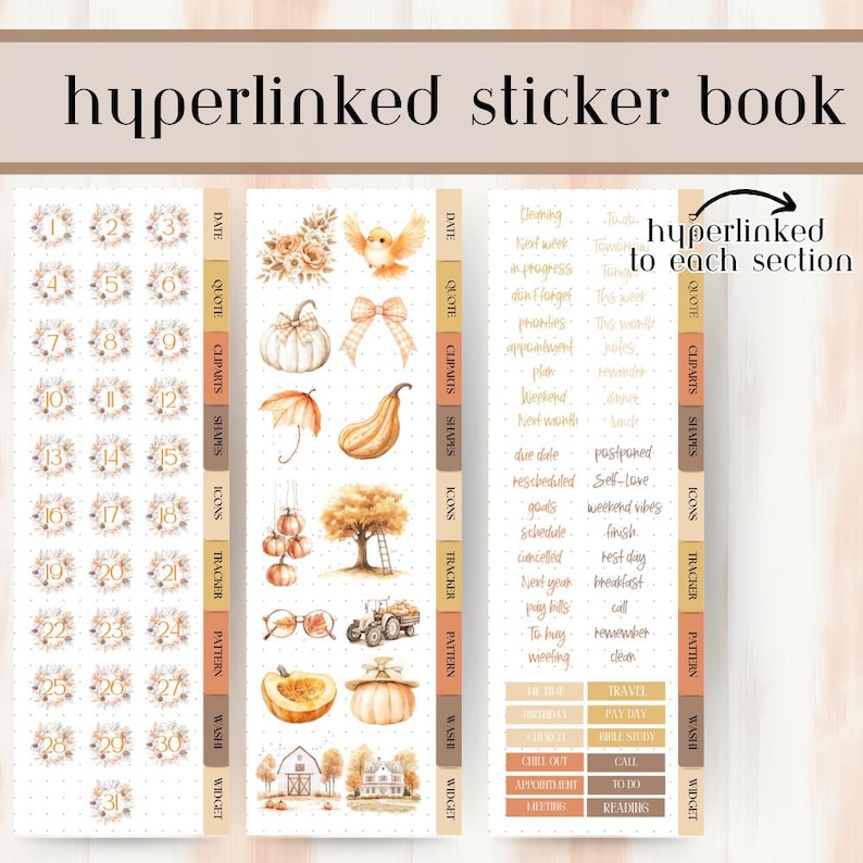 Thanksgiving Goodnotes Stickers Bundle, November Digital Sticker ...