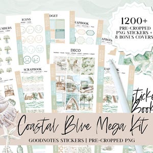 BUNDLE D'AUTOCOLLANTS NUMÉRIQUES, kit d'autocollants Beach Goodnotes, été juin juillet pour la notoriété, remarquable, autocollant numérique washi, widget Daily Essential