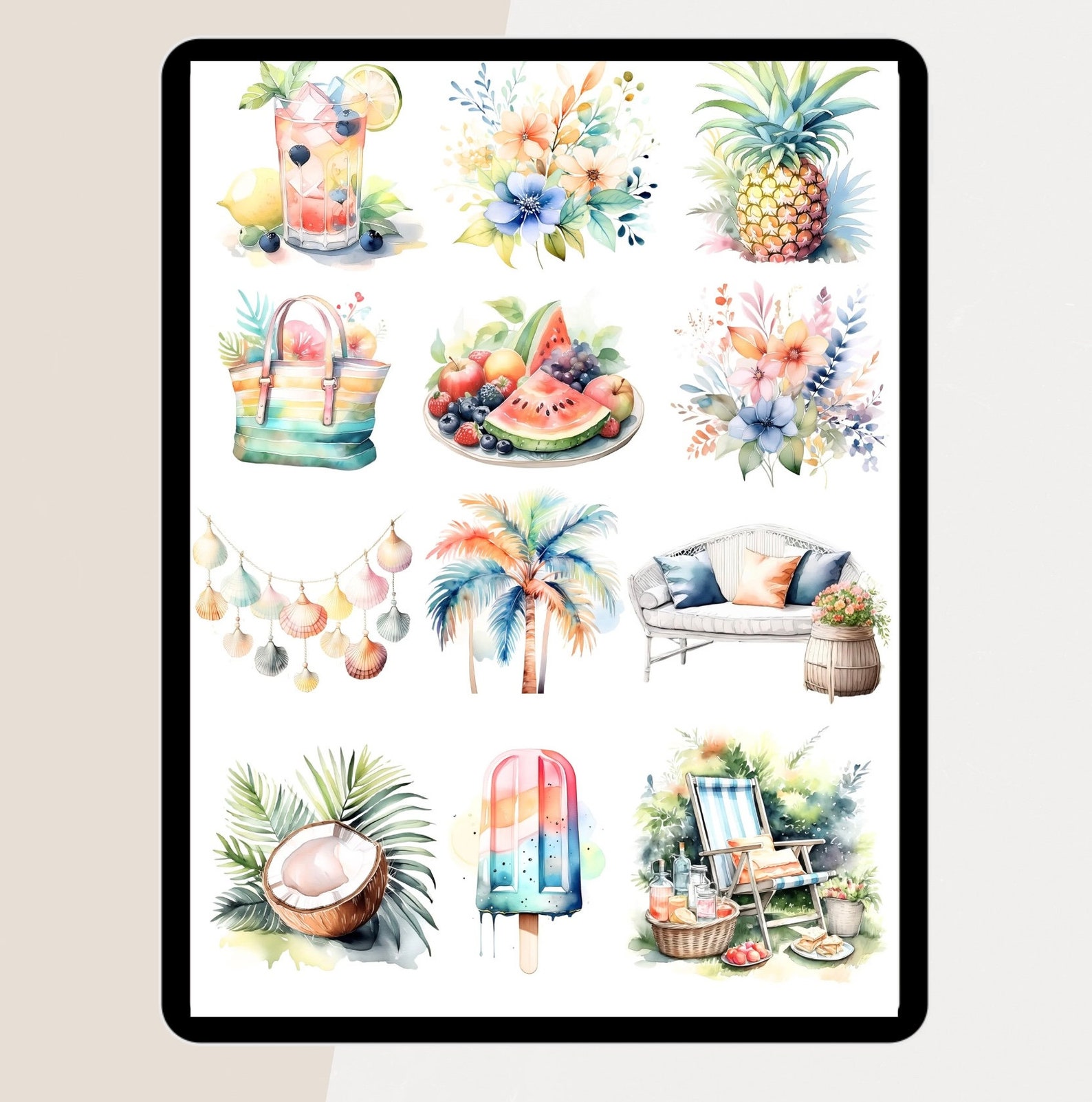 Colorful Summer Digital STICKER, Goodnotes Sticker Pack, Relax Digital ...