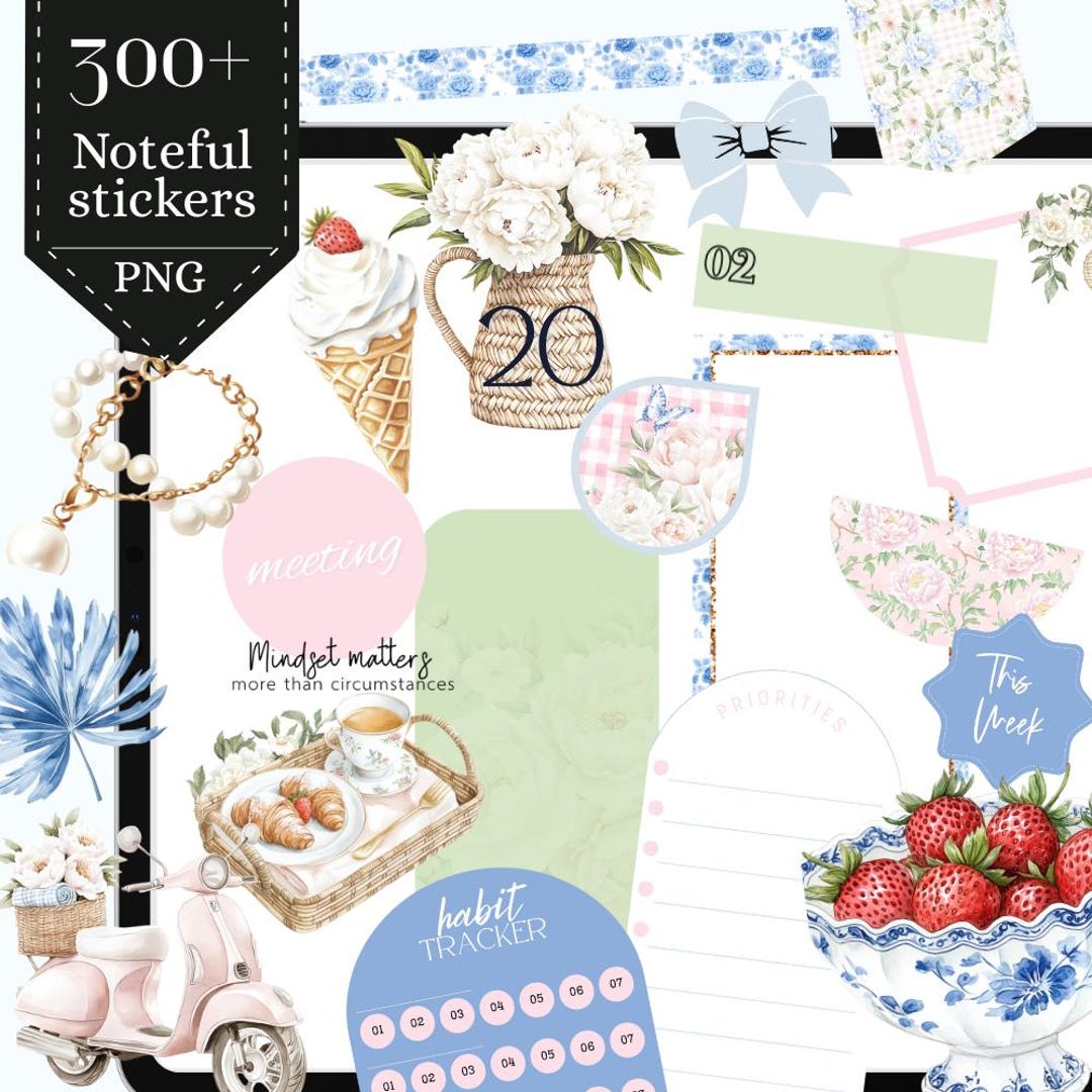 Summer Chic Noteful Digital Sticker, Beach Seaview Digital Sticker Pack ...