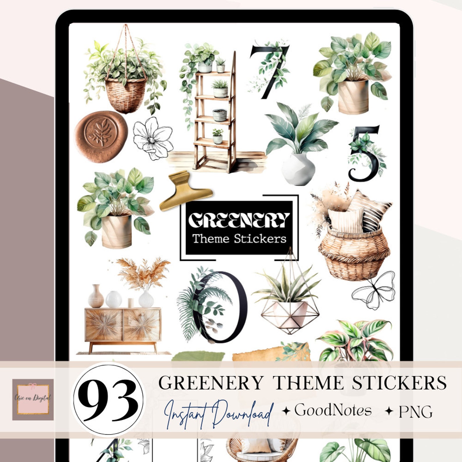 Plant Digital STICKERS, Goodnotes Sticker Boho, Botanical Stickers ...