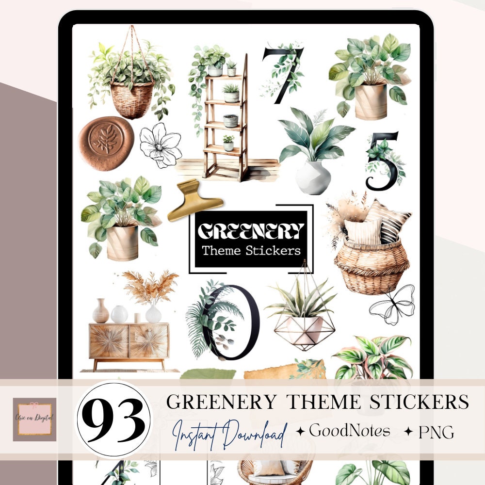 Plant Digital STICKERS, Goodnotes Sticker Boho, Botanical Stickers ...