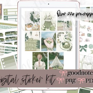 Pegatina de San Patricio GOODNOTES, pegatinas de GoodNotes de primavera, pegatina png precortada, pegatina digital de trébol, kit de Goodnotes de marzo, primavera verde