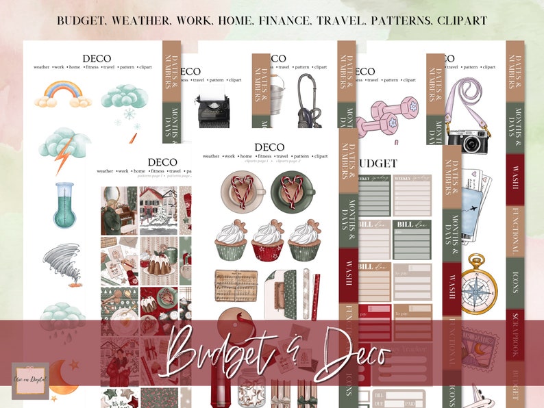 DIGITAL STICKER BUNDLE, Goodnotes stickers, Christmas digital stickers, sticker for planner, Red christmas, Essential Digital Stickers, widget, days of the week, washi stickers, digital sticker pack, icon sticker, months & days, digital memo sticker,