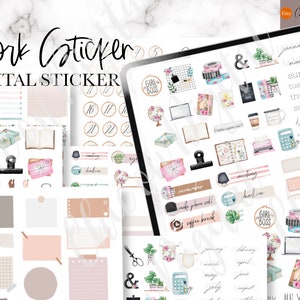 WORK DIGITAL Sticker, Arbeitsplanung Goodnotes Sticker, Memo Goodnotes Sticker, Datum und Monat digitaler Tracker, Zahltag Goodnotes, Checkliste