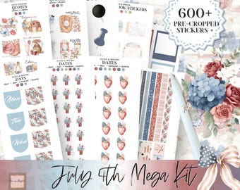 July 4th MEGA KIT Stickers, digital Sticker for Goodnotes, noteful, days of the week, month, icons, digital stickers, sticky notes widget